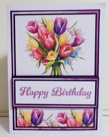 Pretty Tulip Bouquet Diagonal Popout Card by Pam Stubley