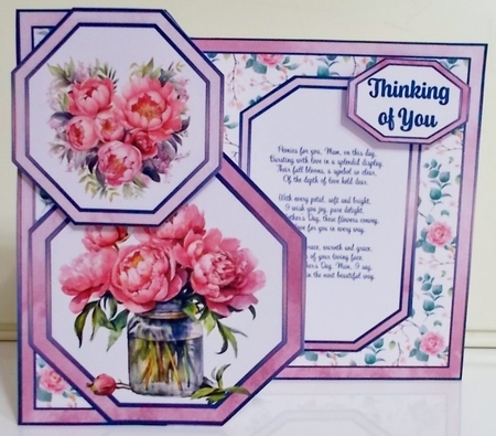 Peonies for Mum Offset Octagon Foldback by Pam Stubley