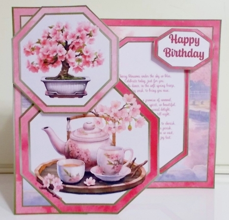 Cherry Blossom for Mum Offset Octagon Foldback by Pam Stubley