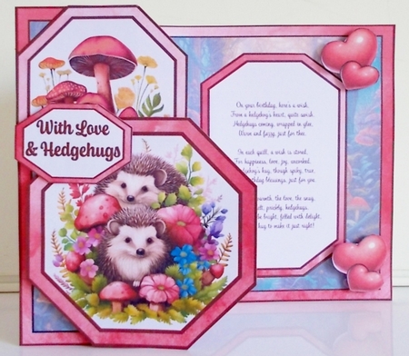 Birthday Hedgehugs Offset Octagon Foldback by Pam Stubley