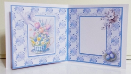 Shabby Spring 9: Blue Floral Teacup 5 x 5 Card Insert with Blue Floral Background by Pam Stubley