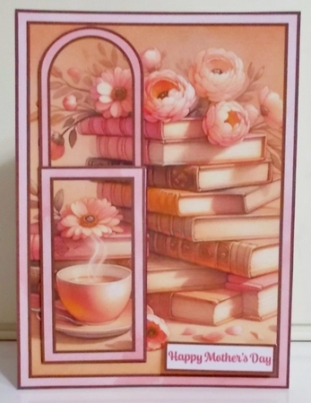 Peachy Peonies & Books Mothers Day Bookmark Card by Pam Stubley