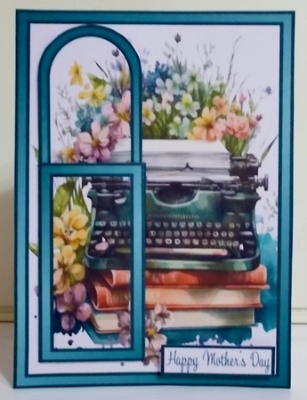 Floral Typewriter Books Mothers Day Bookmark Card by Pam Stubley