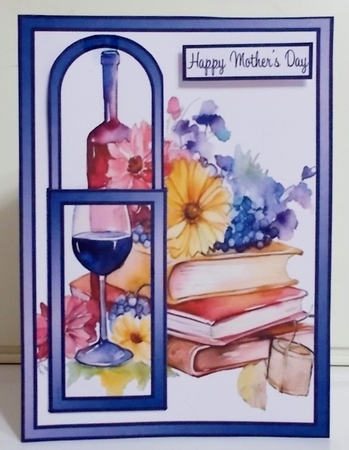 Wine and Books Mothers Day Bookmark Card by Pam Stubley