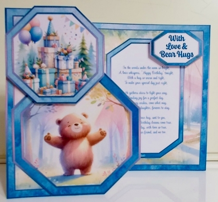 Birthday Bear Hugs Offset Octagon by Pam Stubley