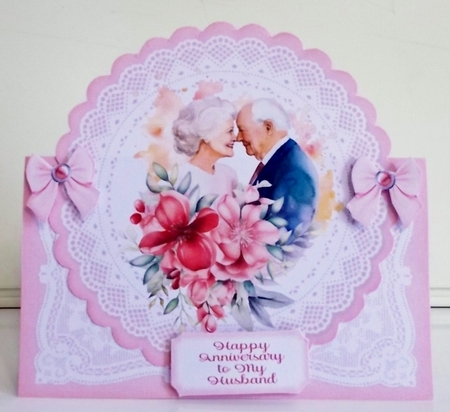 Husband Wife Anniversary 7 x 7 Shaped Card by Pam Stubley