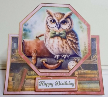 Another Year Owl-der Octagon Tent Card by Pam Stubley