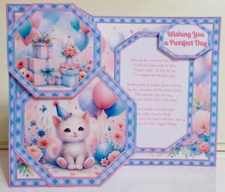 Wishing You a Purrfect Birthday Offset Octagon Card by Pam Stubley