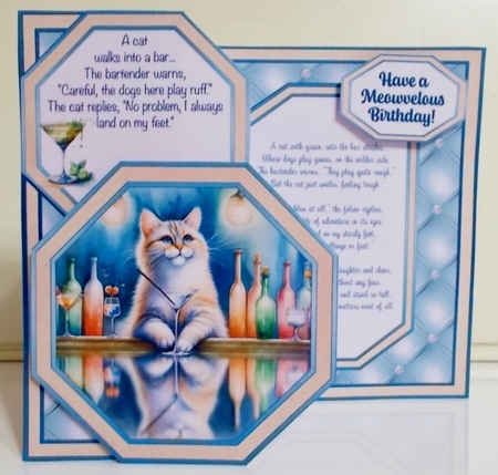 A Cat Always Lands on its Feet Offset Octagon Card by Pam Stubley