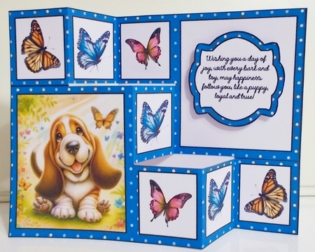 Blue Polka Dot Dog Three Step Card by Pam Stubley