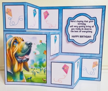 Dog Watching Kites Three Step Card by Pam Stubley