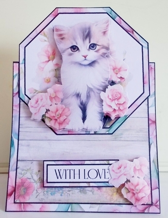 Have a Purrfect Birthday 5 x 7 Octagon Tent Card by Pam Stubley