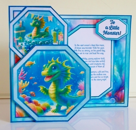 A Monstrous Birthday! Offset Octagon Card by Pam Stubley