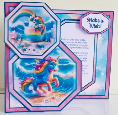 Magical Unicorn Birthday Offset Octagon Card by Pam Stubley