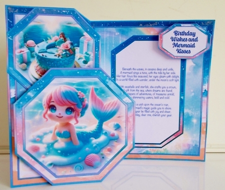 Magical Mermaid Birthday Offset Octagon Card by Pam Stubley