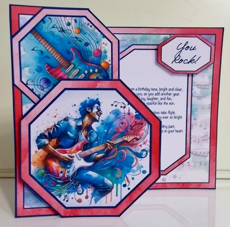 Colourful Guitar Birthday Offset Octagon by Pam Stubley