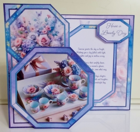 Tea & Hydrangeas Offset Octagon by Pam Stubley