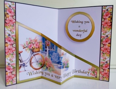 Diagonal pop-out Floral bicycle  by Pam Stubley