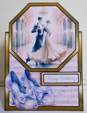 Elegant Waltz 5 x 7 Octagon Tent Card by Pam Stubley
