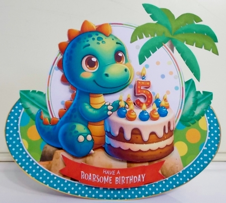 Dino Age 5 Birthday Rocker Card Kit by Pam Stubley