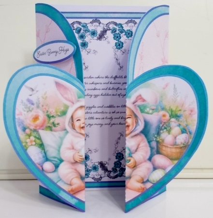 Happy Little Bunny Bunny Heart Shaped Double Gatefold 5 x 7 by Pam Stubley