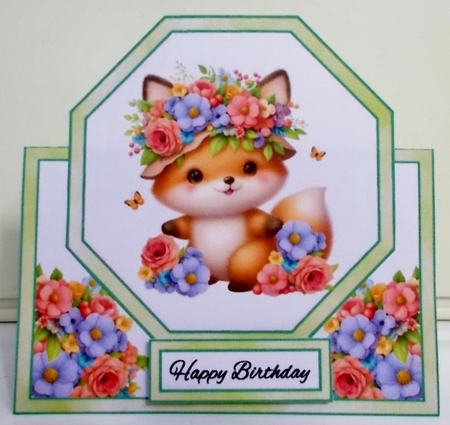 Cute baby fox with flowers by Pam Stubley