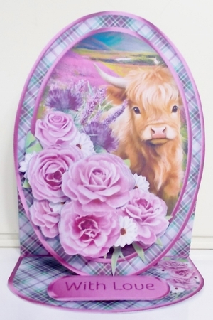 Highland Cow in the Hills - Oval Easel Card Mini Kit by Pam Stubley