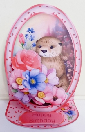Otter in the Meadow - Oval Easel Card Mini Kit by Pam Stubley