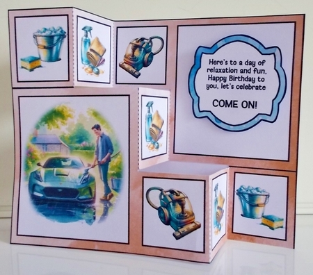 Car Care Fanatics Birthday Three Step Card by Pam Stubley