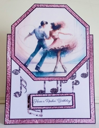 A Rockin Good Birthday! 5 x 7 Octagon Tent Card by Pam Stubley