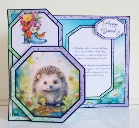 Hedgehog Loves a Rainy Day Offset Octagon by Pam Stubley