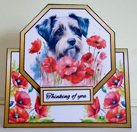 Octagon tent Puppy & poppies by Pam Stubley