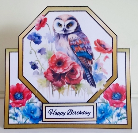 Octagon tent Owl & poppies by Pam Stubley