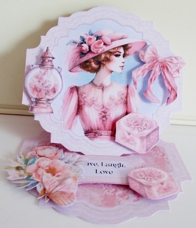 Vintage in Pink 1 Shaped Easel by Pam Stubley