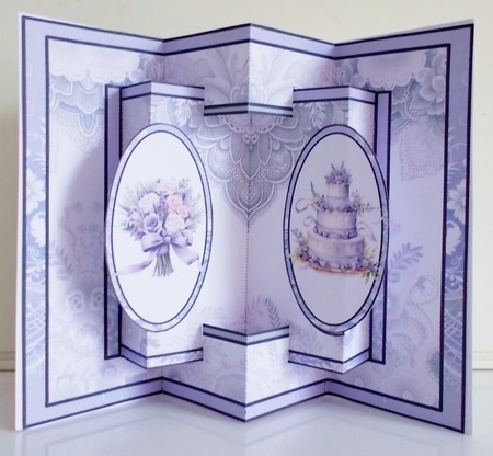 Lavender Wedding Couple Double Concertina Card by Pam Stubley