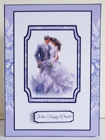 Lavender Wedding Couple Double Concertina Card by Pam Stubley
