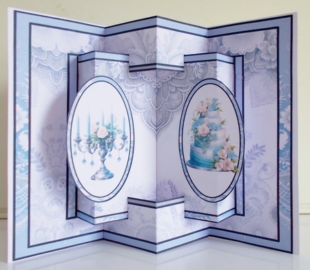 Blue Lovebirds Wedding Concertina Card by Pam Stubley