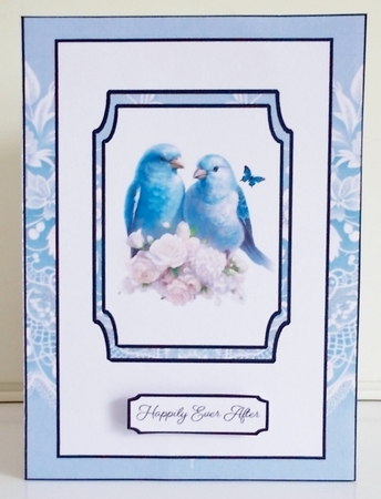 Blue Lovebirds Wedding Concertina Card by Pam Stubley