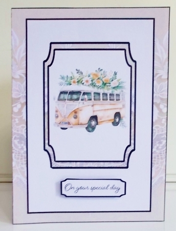 Peach Wedding Bus Concertina Card by Pam Stubley