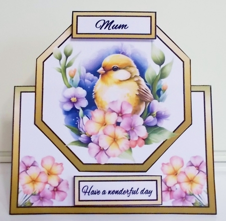 Octagon tent Little bird with primroses by Pam Stubley