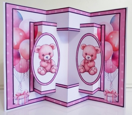 Tiny Baby Girl Clothes Double Concertina Card by Pam Stubley