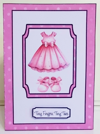 Tiny Baby Girl Clothes Double Concertina Card by Pam Stubley