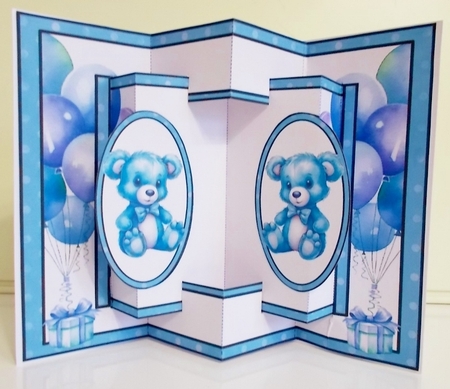 Tiny Baby Boy Clothes Double Concertina Card by Pam Stubley