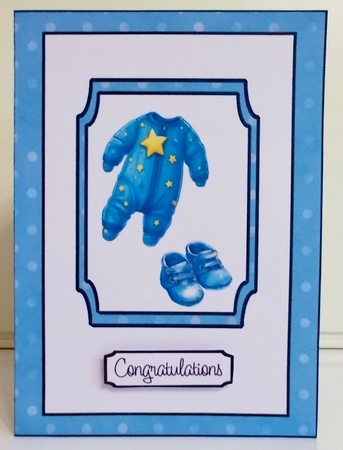Tiny Baby Boy Clothes Double Concertina Card by Pam Stubley
