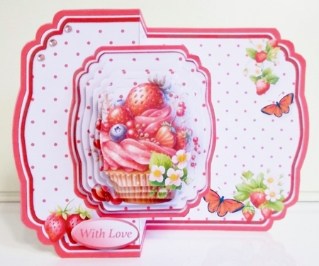 Strawberry Cupcake - Fold Back Card Mini Kit by Pam Stubley