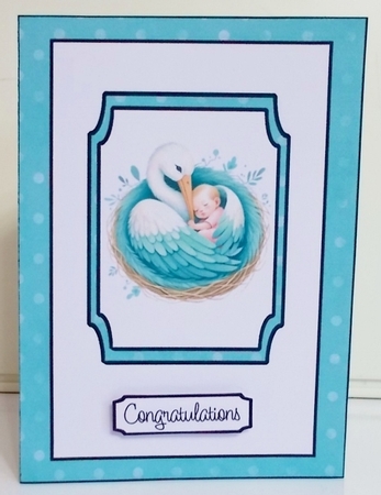 Nesting Stork Double Concertina Card by Pam Stubley