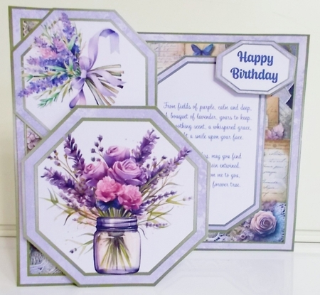 Pretty Lavender Posy Offset Octagon Card by Pam Stubley