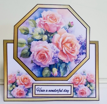 Octagon tent Peach roses by Pam Stubley
