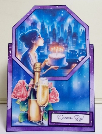 Celebrating in the City Night 5 x 7 Octagon Tent Card by Pam Stubley