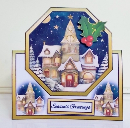 Octagon tent Snowy village by Pam Stubley